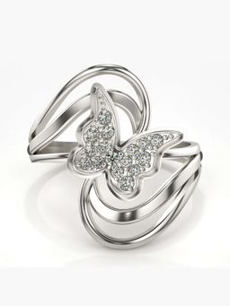 Valanova - Sterling Silver with White Gold Plated and Certified Lab Grown Diamond 0.20Cts Ring