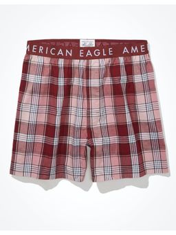 American Eagle - Men Burgundy Plaid Stretch Boxer Short