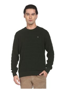 Arrow - Sports Men Olive Crew Neck Textured Cotton Sweater
