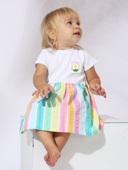My Milestones - Pure Cotton Rainbow Seersucker Dress Short Sleeves