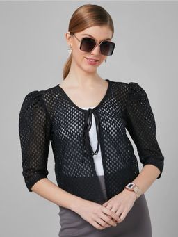 Style Quotient - Women Cotton Tie-up Shrug