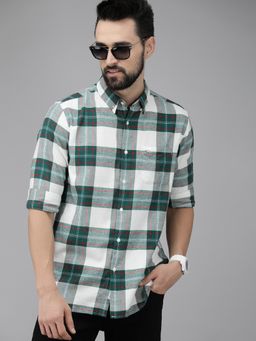 The Bear House - Men Green Silm Checked Flannel Casual Shirt