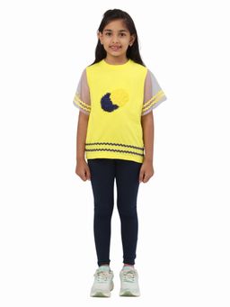 PILOLO - Yellow and Navy Soft T-Shirt and Leggings Co-Ord Set For Girls