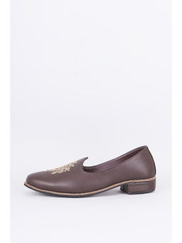 RNG Safawala - Grey Bon Bon Crwon Leather Juttis