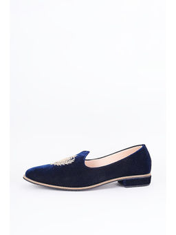 RNG Safawala - Sapphire Blue Crown Velvel Juttis