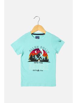 Allen Solly Junior - Boys Blue Regular Fit Graphic Print Crew Neck T-Shirt