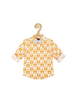 Allen Solly Junior - Boys Yellow Slim Fit Print Casual Shirt