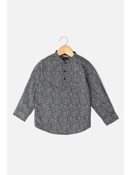Allen Solly Junior - Boys Grey Slim Fit Print Casual Shirt