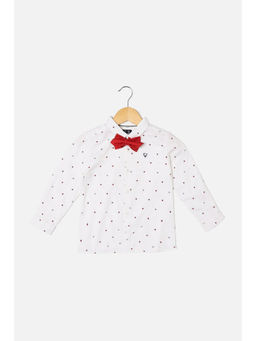 Allen Solly Junior - Boys White Slim Fit Print Casual Shirt