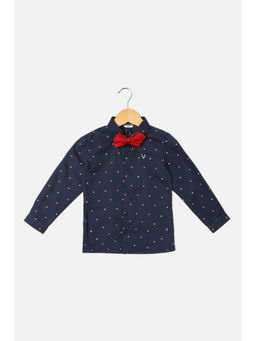 Allen Solly Junior - Boys Navy Slim Fit Print Casual Shirt