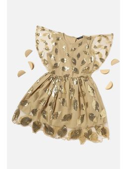 Allen Solly Junior - Girls Beige Embellished Regular Fit Party Frock