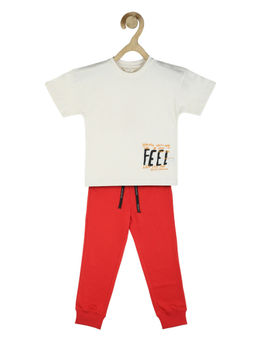 Peter England - Cream T-Shirt and Joggers (Set of 2)