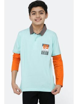 Peter England - Boys Solid Blue Polo T-Shirt