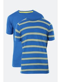 Peter England - Boys Blue Stripes T-Shirts (Pack of 2)