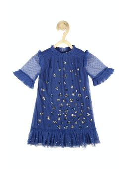 Peter England - Girls Blue Embellished Dress