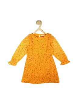 Peter England - Girls Yellow Printed Dress