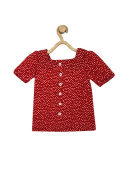 Peter England - Girls Red Printed Top