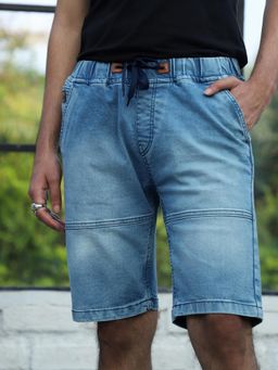 Campus Sutra - Mens Blue Contrast Stitch Denim Shorts