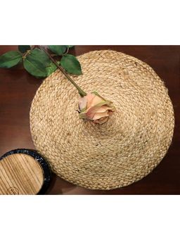THE HOME TALK - Jute Braided Bed-Side Round Placemat 33 cm, Beige