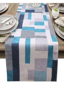 THE HOME TALK - Designer Table Runner Stylish Console Décor 14 X 72 Blue Stripes (6 Seater)