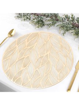 THE HOME TALK - Beautiful Gold Flower - 16'' Inches Set Of 2 Metallic Table Placemats Lotus Gold