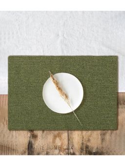 THE HOME TALK - Table Placemat Cloth Best For Bed-Side Table, Jute & Polyester Green, Set Of 4
