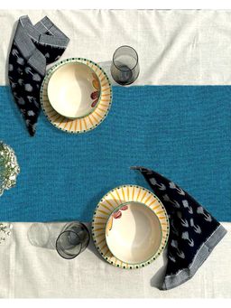 THE HOME TALK - Table Placemat Cloths Best & Polyester Blue, Table Runner (6 Seater)
