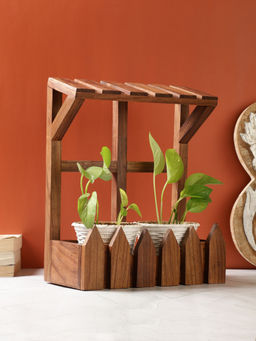 VarEesha - Brown Wooden Planter Holder