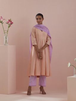 Vinusto - Peach Anarkali with Pant and Dupatta (Set of 3)