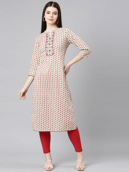 NEERU'S - Cream Regular Straight Kurtas