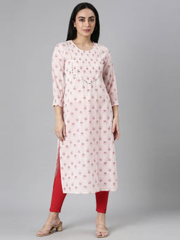 NEERU'S - Pink Regular Straight Kurtas