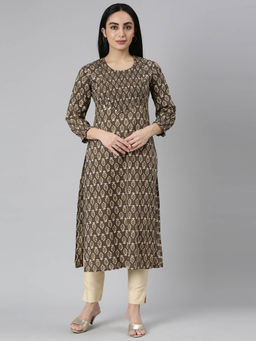 NEERU'S - Brown Regular Straight Kurtas