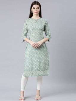 NEERU'S - Green Regular Straight Kurtas