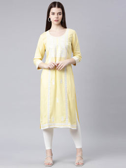 NEERU'S - Yellow Regular Straight Kurtas
