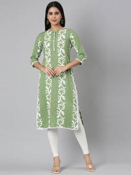 NEERU'S - Green Regular Straight Kurtas