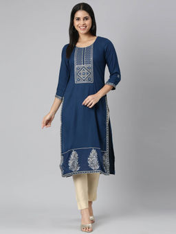NEERU'S - Blue Regular Straight Kurtas