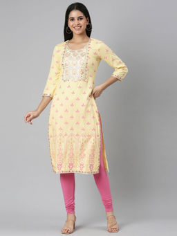 NEERU'S - Yellow Regular Straight Kurtas