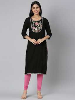 NEERU'S - Black Regular Straight Kurtas