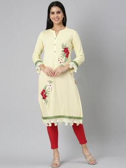 NEERU'S - Yellow Regular Straight Kurtas