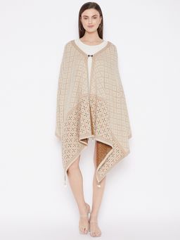 KnitStudio - Cream Graphic Knitted Shawl