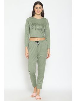 PRETTY LOVING THING - Solid Embellished Women Co-ord In Green (Set of 2)