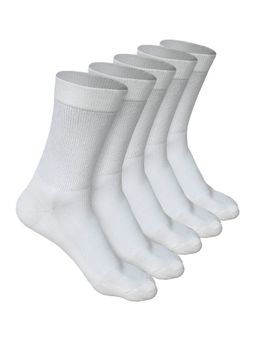 Heelium - Bamboo Crew Socks for Men - 5 Pairs - White - Anti Odour - Breathable