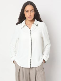 VERO MODA - White Scallop Detail Shirt