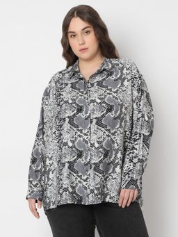 VERO MODA - Curve Grey Animal Print Shirt