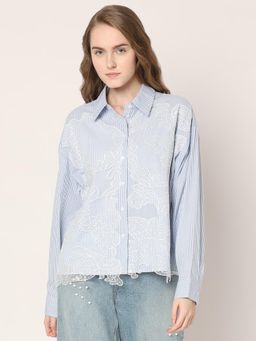 VERO MODA - Light Blue Striped Shirt