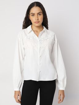 VERO MODA - White Embroidered Cotton Shirt
