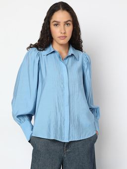 VERO MODA - Blue Pintuck Detail Shirt