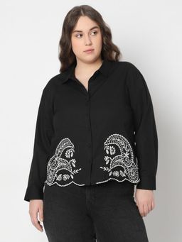 VERO MODA - Curve Black Embroidered Shirt