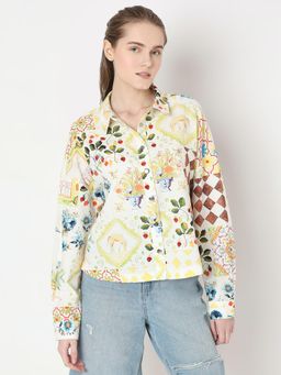 VERO MODA - Pale Yellow Floral Print Shirt