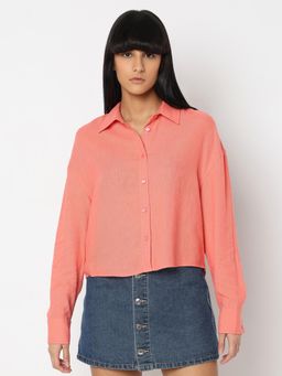 VERO MODA - Peach-Pink Linen Shirt